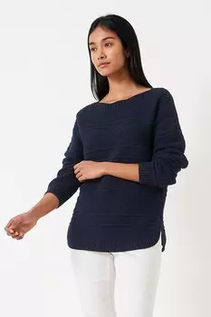 Темно-синий хлопковый свитер в стиле casual Crew Clothing Company, синий