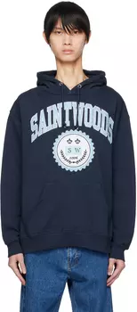 Темно-синий худи с вышивкой Saintwoods