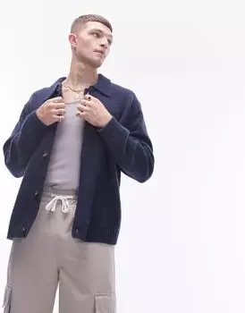 Темно-синий кардиган на пуговицах Topman