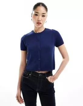 Темно-синий кардиган с короткими рукавами ASOS DESIGN