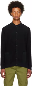 Темно-синий кардиган с раздвинутым воротником Sunspel