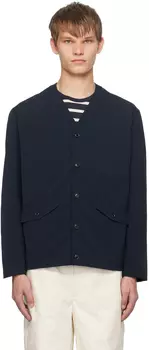 Темно-синий кардиган строгого кроя Nanamica