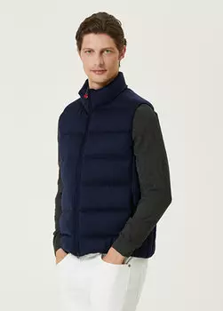 Темно-синий кашемировый жилет Kiton