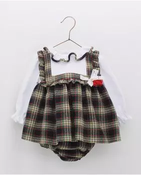 Темно-синий комбинезон Иисусасито в клетку с эффектом передника для девочки Foque, темно-синий