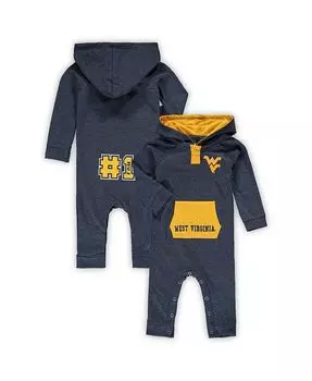 Темно-синий комбинезон с капюшоном и карманами Генри для новорожденных и младенцев для мальчиков и девочек, West Virginia Mountaineers Генри Colosseum, синий