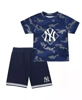 Темно-синий комплект из футболки и шорт для мальчиков и девочек New York Yankees Field Ball Fanatics, синий