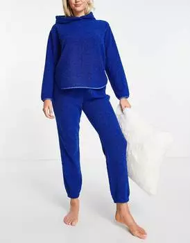 Темно-синий комплект из худи и джоггеров ASOS DESIGN lounge borg