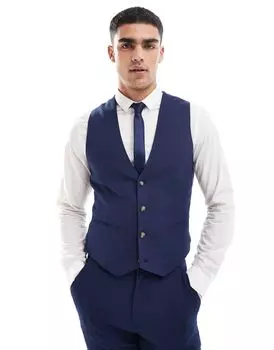 Темно-синий костюм-скинни с микротекстурой ASOS DESIGN Wedding