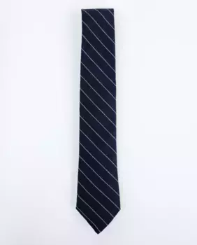 Темно-синий льняной галстук с принтом в тонкую полоску El Ganso, темно-синий