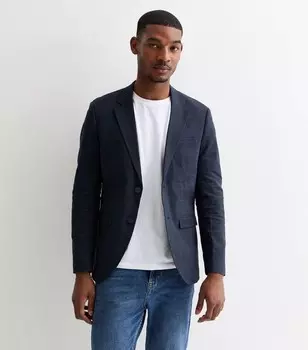 Темно-синий льняной пиджак узкого кроя Jack & Jones Jack & Jones, военно-морской