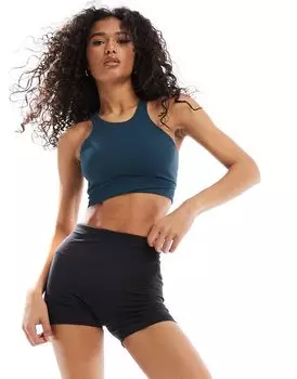 Темно-синий легкий спортивный бюстгальтер с запахом Nike One