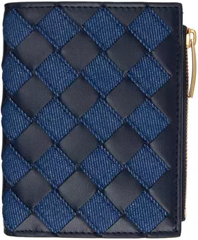 Темно-синий - Маленький складной кошелек Intrecciato Bottega Veneta