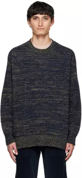 Темно-синий меланжевый свитер Nanamica