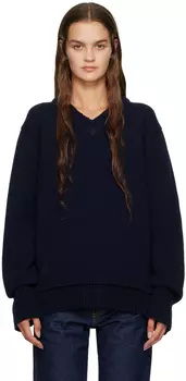 Темно-синий многослойный свитер Maison Margiela