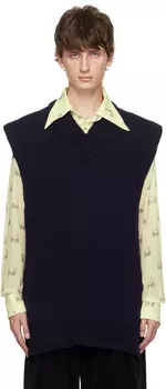 Темно-синий многослойный жилет Maison Margiela