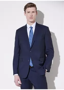 Темно-синий мужской костюм комфортного кроя с моно воротником Brooks Brothers