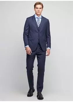 Темно-синий мужской костюм узкого кроя с нормальной талией BBFW23MSU002 Brooks Brothers, темно-синий