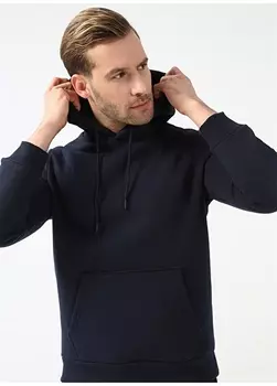 Темно-синий мужской свитер с воротником с капюшоном Svari