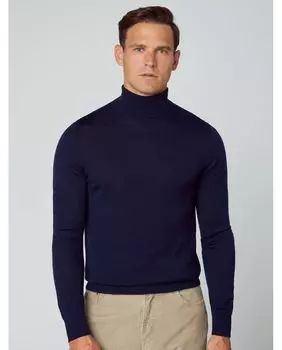 Темно-синий мужской свитер с высоким воротником Hackett, темно-синий