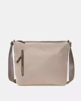 Темно-синий нейлоновый хобо с молнией Mandarina Duck, светло-коричневый