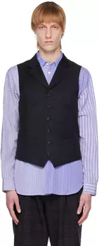 Темно-синий однобортный жилет Comme des Garons Homme Deux