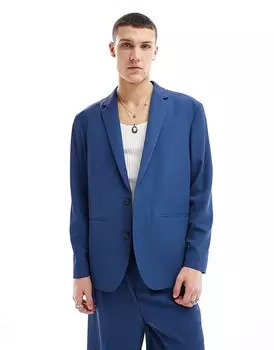Темно-синий пиджак с напуском ASOS DESIGN