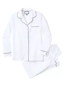 Темно-синий пижамный комплект с окантовкой Petite Plume, белый