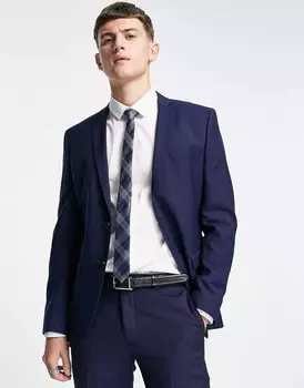 Темно-синий приталенный эластичный пиджак Jack & Jones Premium