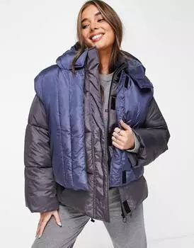 Темно-синий пуховик ASOS DESIGN hero Hybrid
