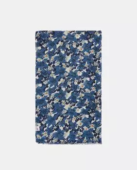 Темно-синий шарф с микроцветочным принтом Jo & Mr. Joe, темно-синий