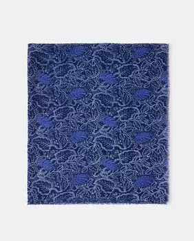 Темно-синий шарф с растительным принтом Tintoretto, синий