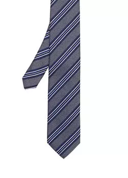 Темно-синий шелковый галстук в полоску Beymen
