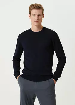 Темно-синий шерстяной свитер Beymen