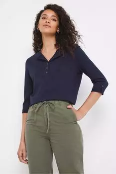 Темно-синий Синий топ с пуговицами спереди JD Williams, синий