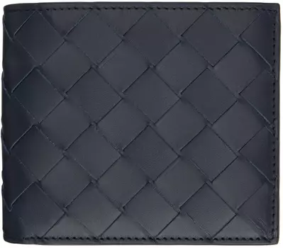 Темно-синий складной кошелек Intrecciato Bottega Veneta