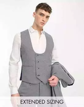 Темно-синий супероблегающий жилет с фактурой «птичий глаз» ASOS Wedding