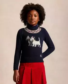 Темно-синий свитер для девочки Fairisle Polo Ralph Lauren