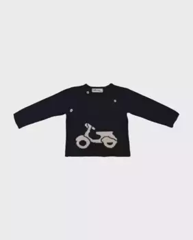 Темно-синий свитер для мальчика с рисунком мотоцикла La Ormiga