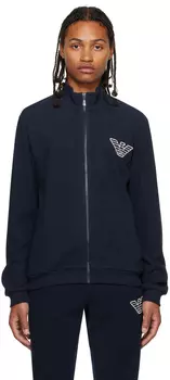 Темно-синий свитер на молнии Emporio Armani