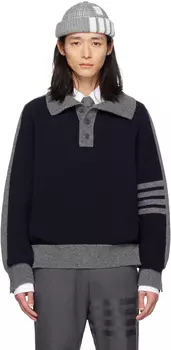 Темно-синий свитер с 4 полосками Thom Browne