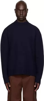 Темно-синий свитер с круглым вырезом Jil Sander
