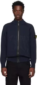 Темно-синий свитер с перфорацией Stone Island