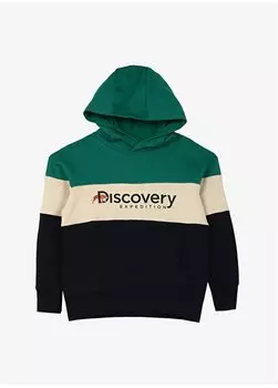 Темно-синий свитшот для мальчика с блочным узором D3WB-SWT28 Discovery Expedition, темно-синий