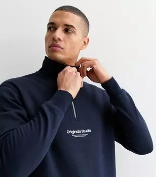Темно-синий свитшот на молнии с логотипом Jack & Jones Original Studios Jack & Jones, военно-морской