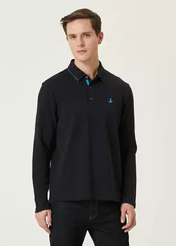 Темно-синий свитшот с воротником-поло Beymen