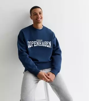 Темно-синий свободный свитшот Copenhagen New Look, военно-морской