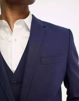 Темно-синий тонкий льняной пиджак ASOS