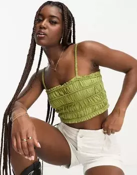 Темно-синий топ на бретелях со сборками Miss Selfridge