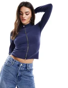 Темно-синий топ на молнии для мотокросса ASOS DESIGN