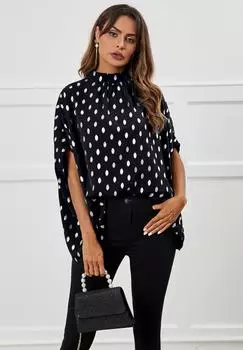 Темно-синий топ свободного кроя из серебряной фольги FS Collection, черный